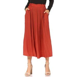 Ann Taylor Rust Red Pleated Midi Skirt